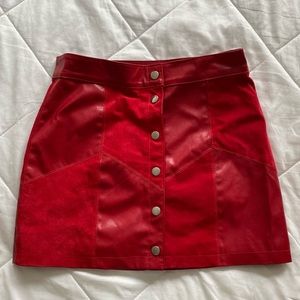 Pleather/swayed red skirt, size 27